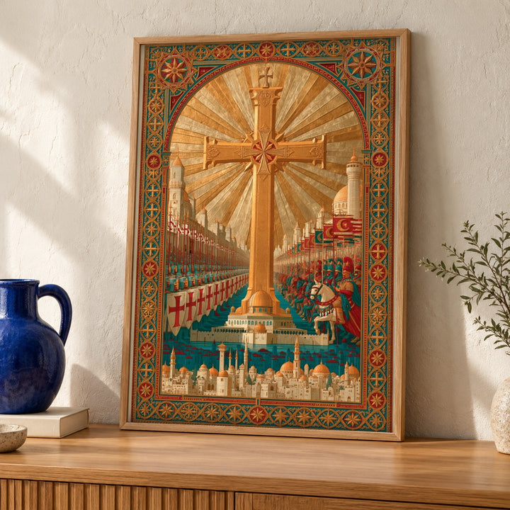 Crusader Wall Art, Holy Land Cross Print, Medieval Knights