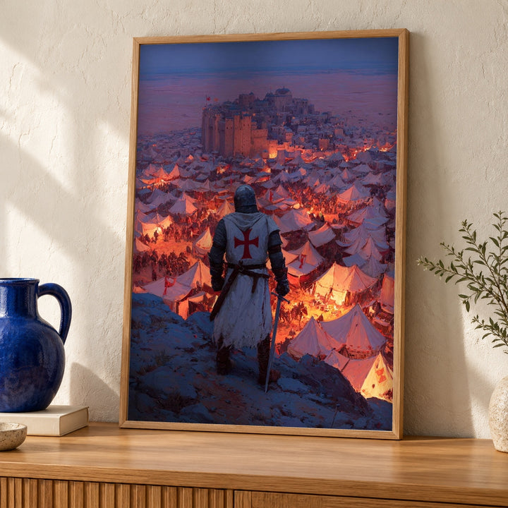 Crusader Wall Art, Knights Templar Siege Print, Christian Medieval