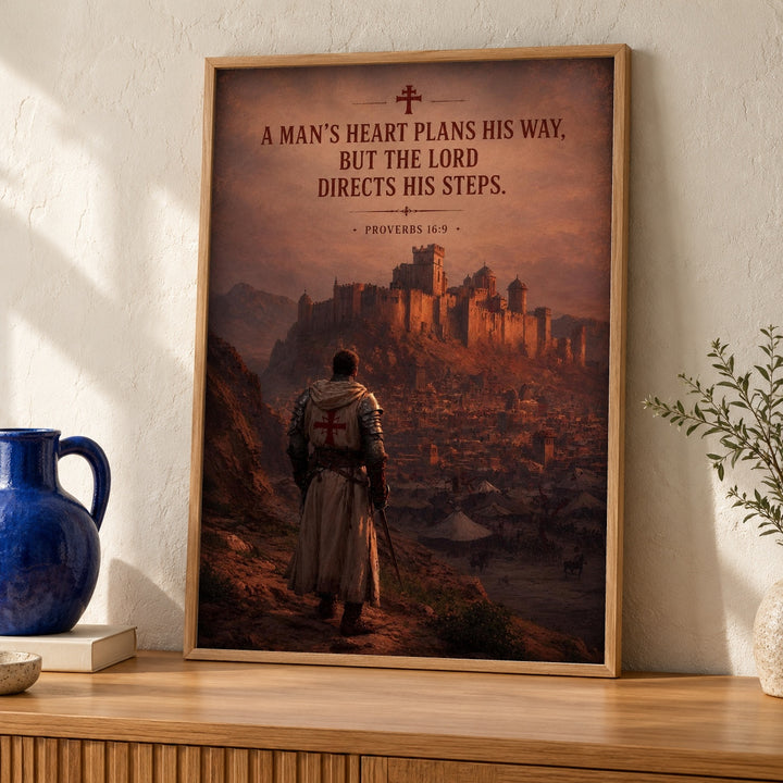 Crusader Knight Wall Art, Templar Scripture Print