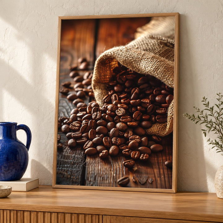 Rustic Coffee Wall Art, Roasted Beans Kitchen Print
