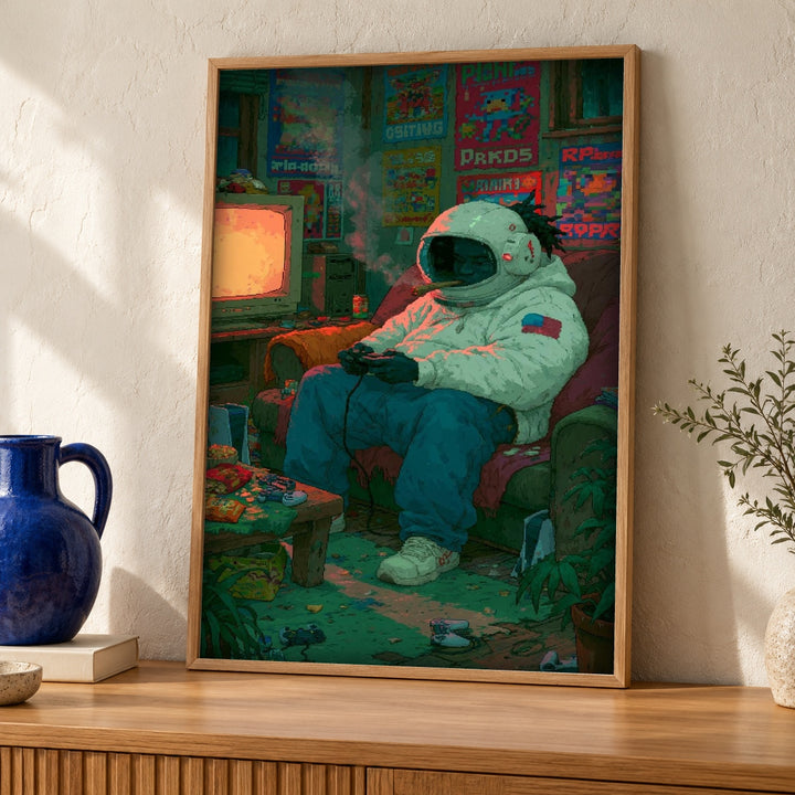 Hypebeast Decor, Astronaut Gaming Print, Retro Poster, Gamer Gift
