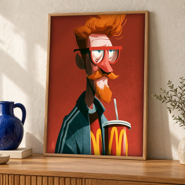 Hypebeast Decor, Retro Fast Food Character Caricature