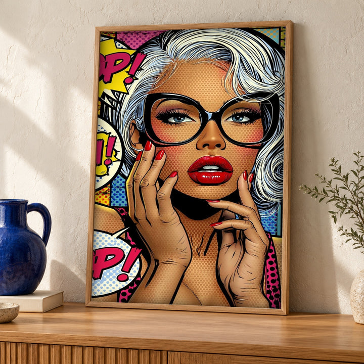 Pop Art Print, Black Woman Poster, Retro Comic Portrait