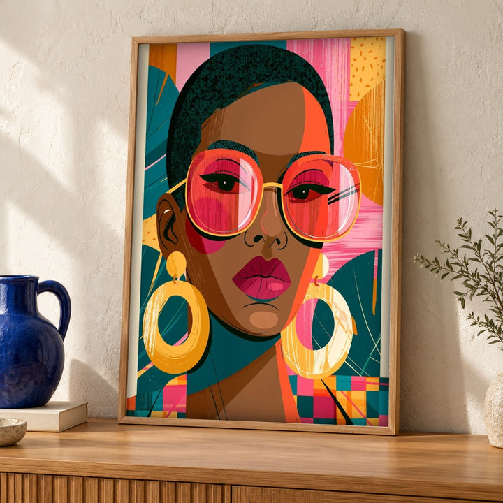 Black Woman Art, Bold Retro Portrait, African American Decor