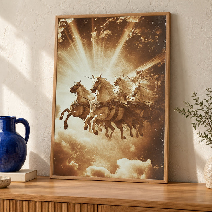 Greek Mythology Art, Apollo Sun Chariot, Ancient Gods Poster