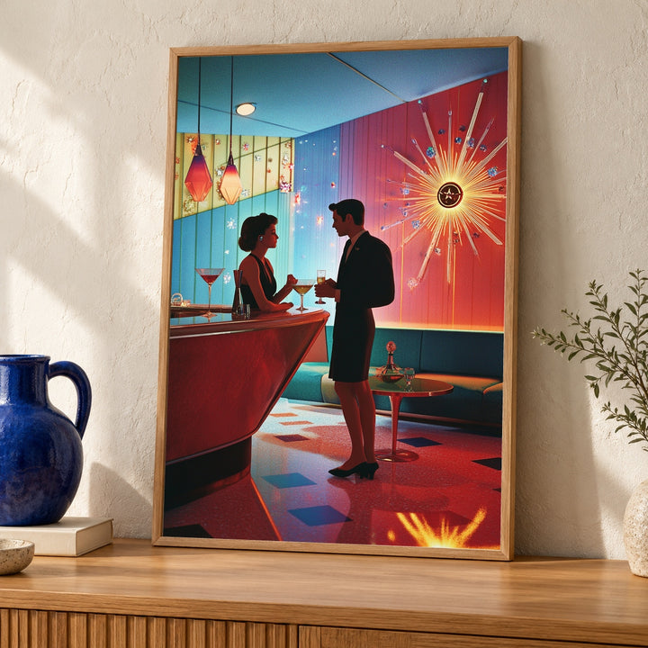Retro Bar Wall Art, Atomic Age Cocktail Lounge Print