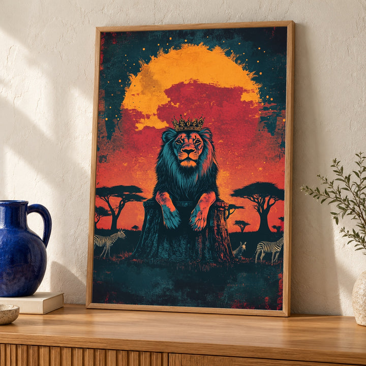 Lion King Wall Art, Vintage Safari Retro Poster