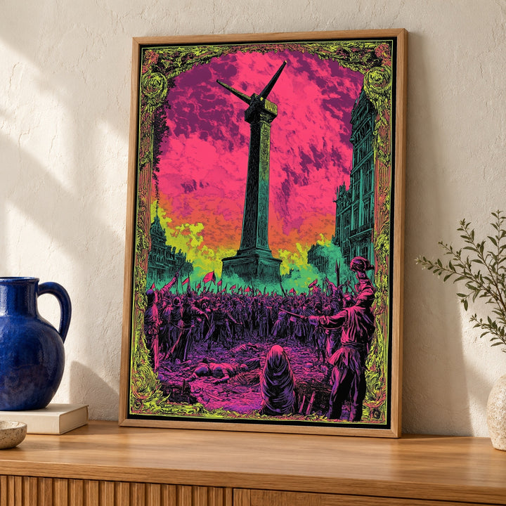French Revolution Reign of Terror 1793 Art Print - Psychedelic Guillotine Wall Art - Neon Paris History Poster - Retro Glossy Decor