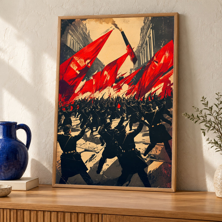 Russian Revolution 1917 Poster - Red Army Propaganda Art Print - Vintage Soviet History Wall Decor - Retro 1917 Uprising Glossy Poster