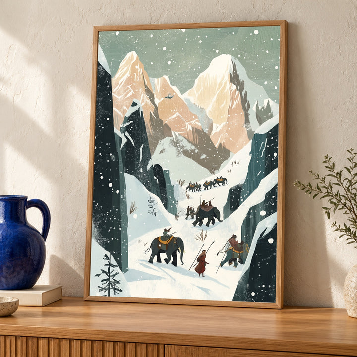 Hannibal Crossing Alps, War Elephant Print, Ancient History Poster