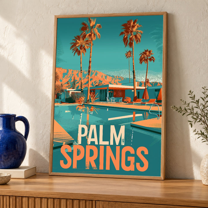 Retro Travel Poster, Palm Springs Print, Mid Century Modern