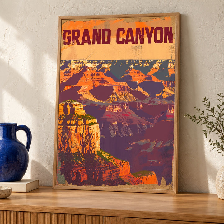Retro Travel Poster, Grand Canyon Arizona Print, Vintage National Park