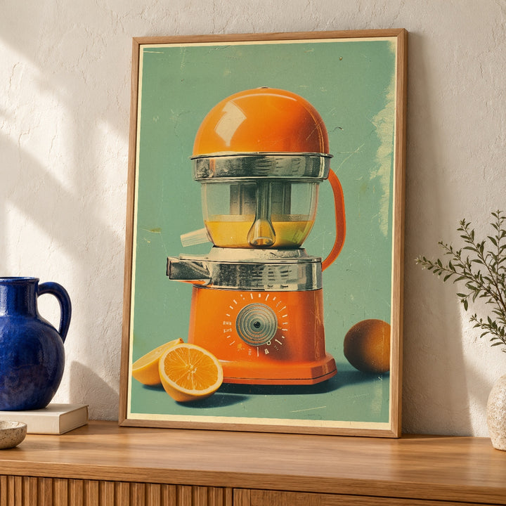 Retro Kitchen Art, Vintage Citrus Juicer Print, Mid Century Decor