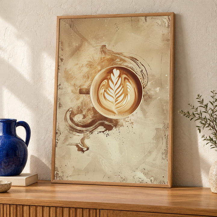 Vintage Latte Art Poster, Rosetta Espresso Coffee Print