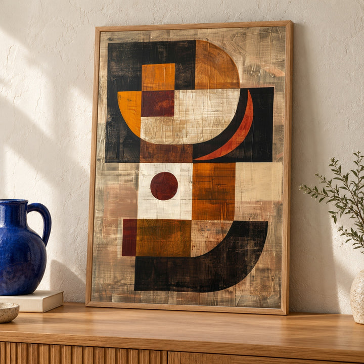 Retro Wall Art, Mid Century Modern Abstract Blocks, Geometric Print
