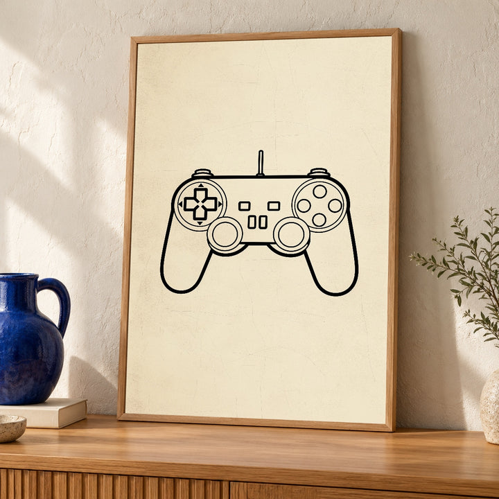 Retro Game Controller, Minimalist Gamer Print, Vintage Gaming Poster