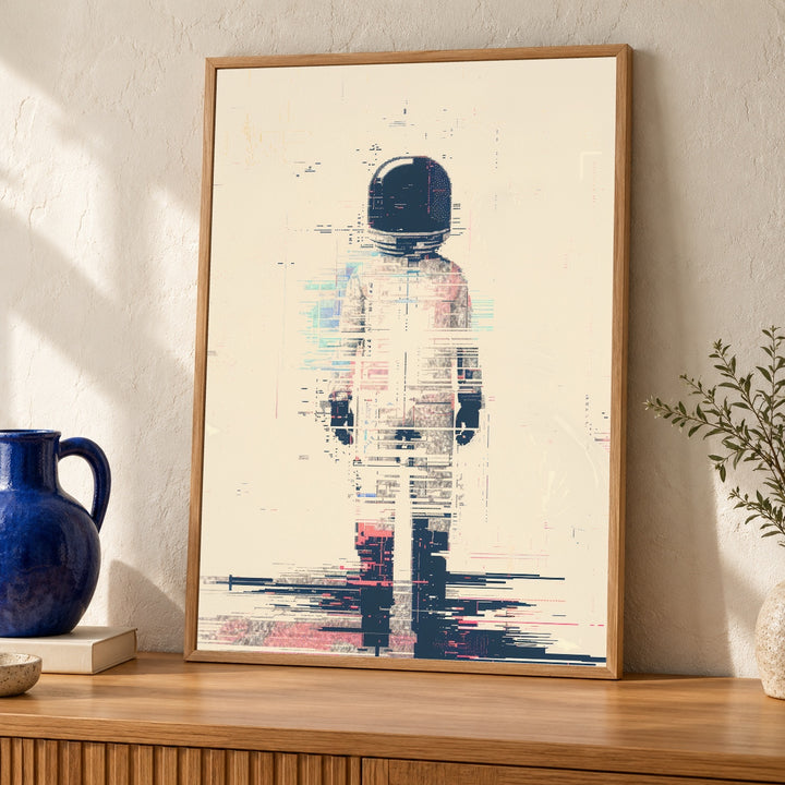 Glitch Art Astronaut, Spaceman Pixel Vaporwave Sci-Fi Print