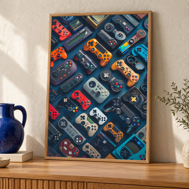 Gaming Controller Art, Retro Gamepad Poster, Gamer Gift