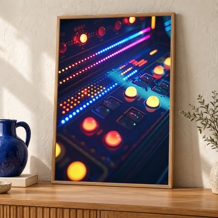 Gaming Wall Art, Retro Arcade Neon Print, 80s Vintage Poster