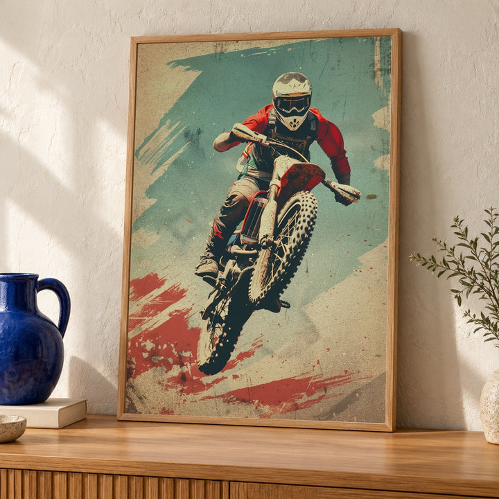 Retro Motocross Art, Vintage Dirt Bike Poster