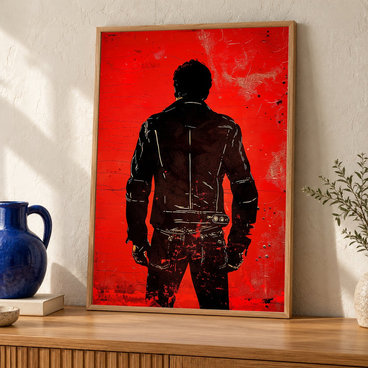 Retro Biker Poster, Outlaw Leather Jacket Silhouette, Hypebeast Decor