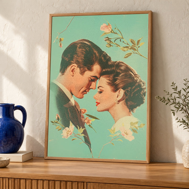 Retro Wall Art, 1950s Romantic Couple, Vintage Love Poster