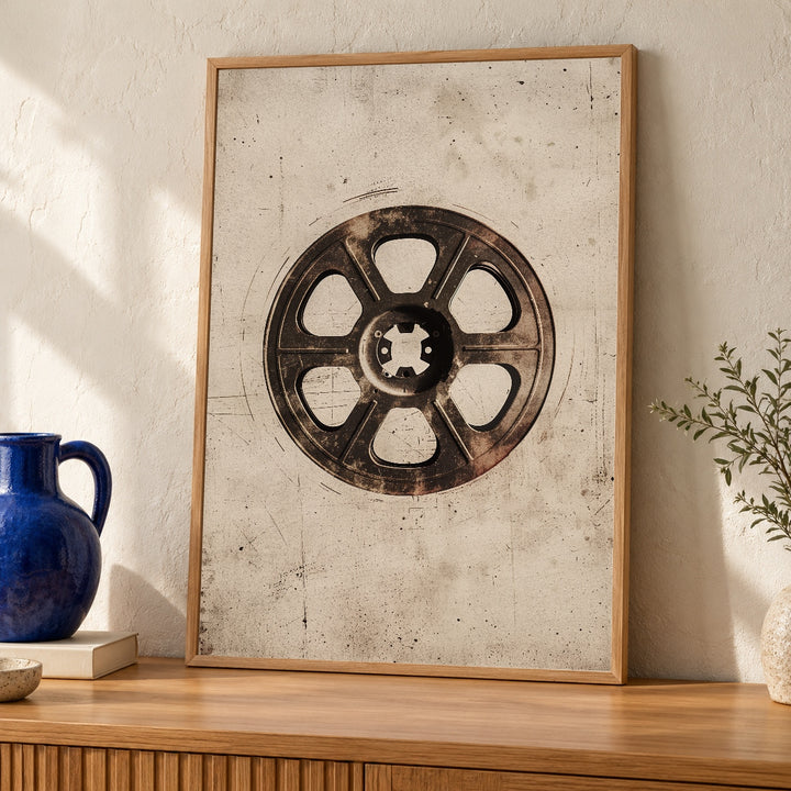 Retro Film Reel Art, Vintage Cinema Poster, Movie Lover Print