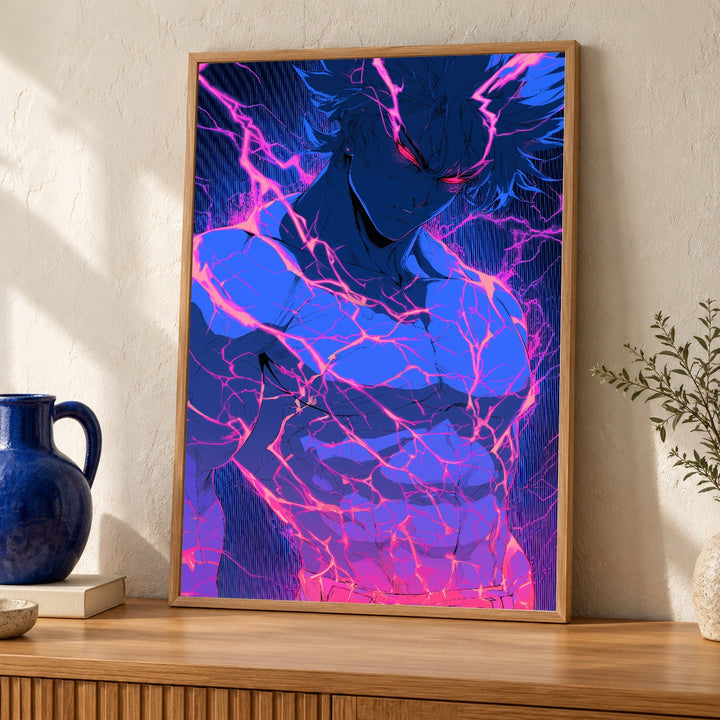 Hypebeast Decor, Dark Fantasy Neon Lightning Print, Gamer Gift