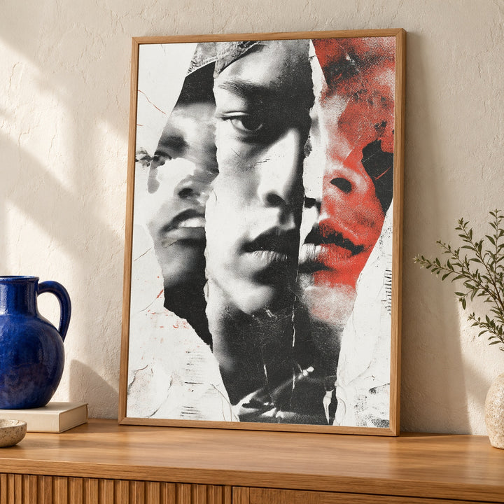 Hypebeast Decor, Grunge Hip Hop Portrait, Ripped Collage Print