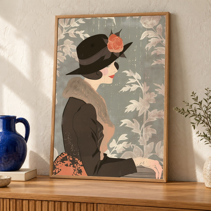 Art Deco Fashion Print, Elegant Lady Illustration, Vintage Poster