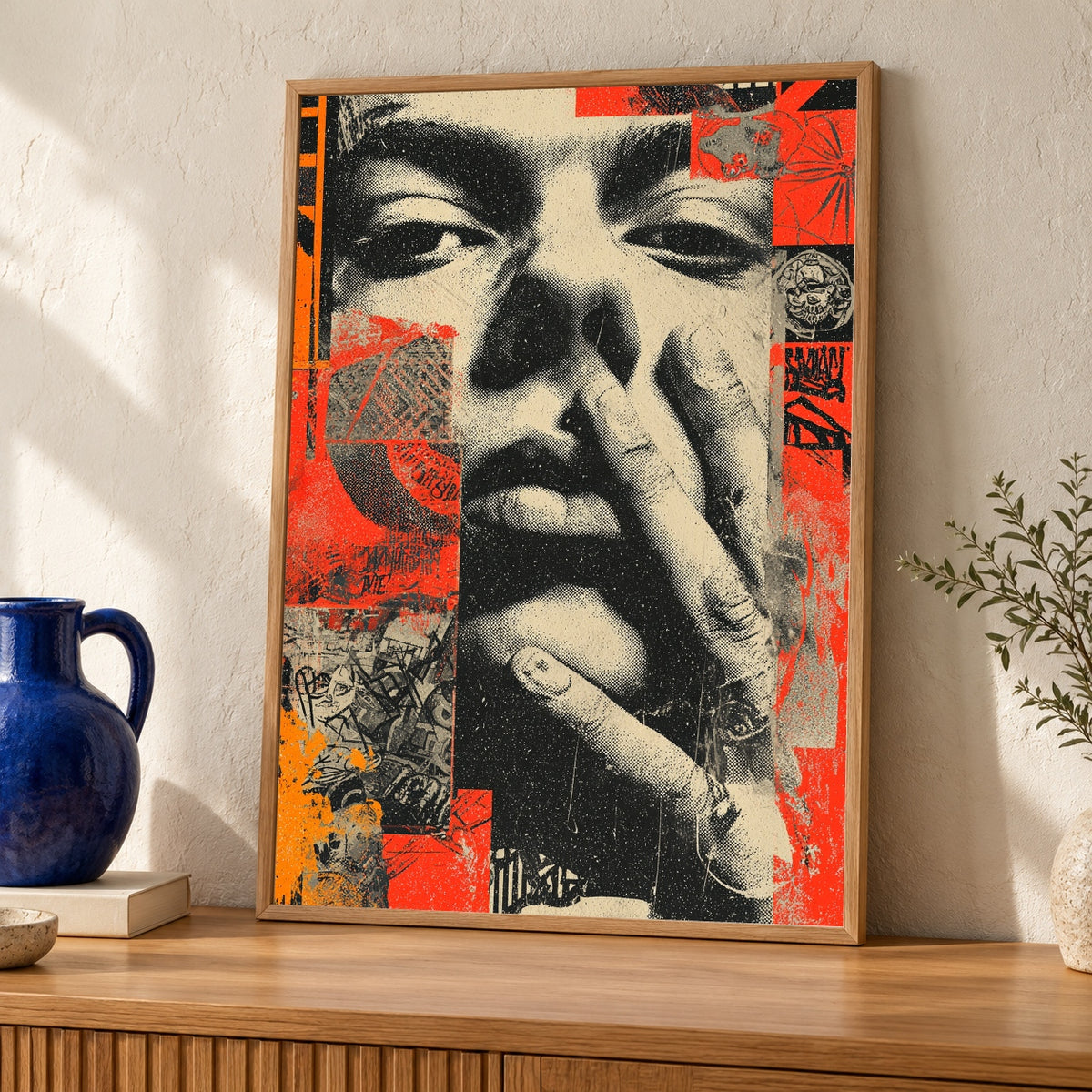 Hypebeast Decor Wall Art, Urban Graffiti Hip Hop Print — oak frame room mockup