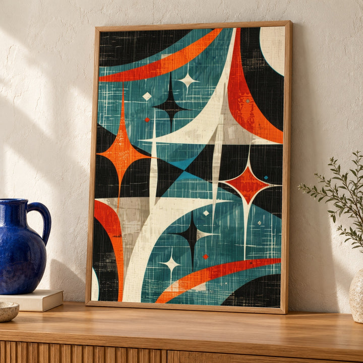 Retro Wall Art, Atomic Age Starburst Mid Century Print