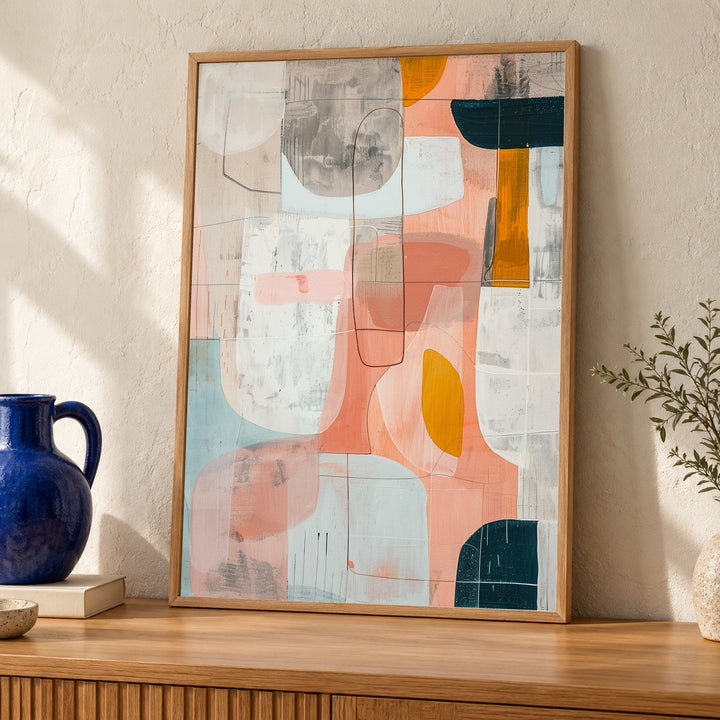 Mid Century Wall Art, Scandinavian Abstract Print, Organic Shapes