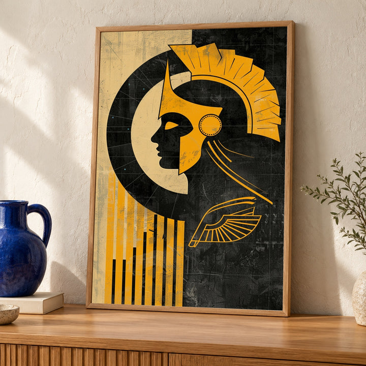 Greek Mythology Art, Athena Goddess Geometric Print, Masculine Decor