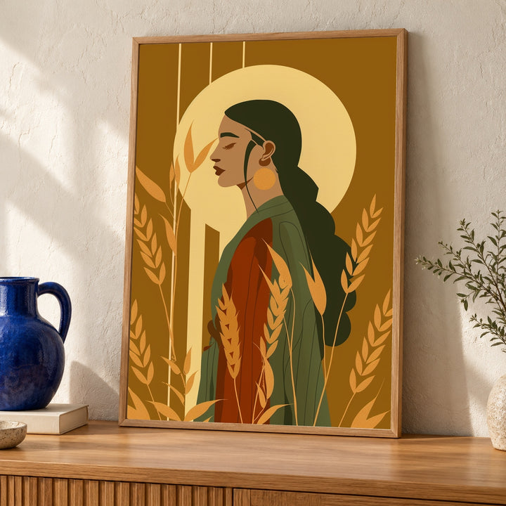 Greek Mythology Art, Demeter Goddess Wheat Print, Vintage Wall Decor