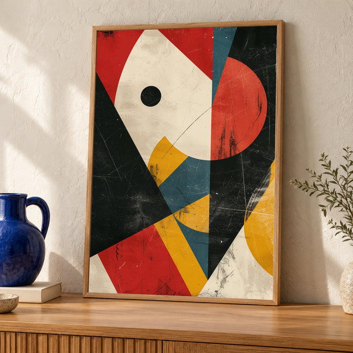 Geometric Abstract Art, Bauhaus Style Poster, Asymmetrical Design Print