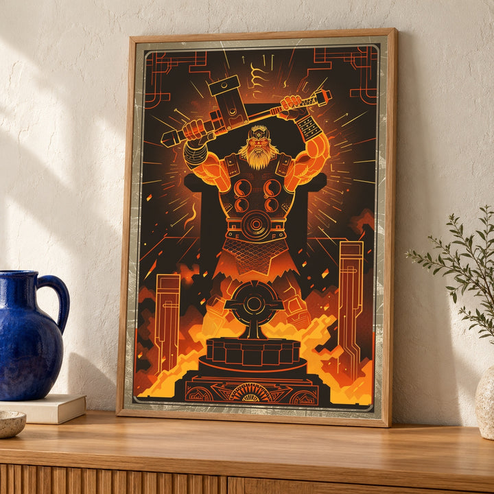 Greek Mythology Art, Hephaestus Forge Print, Industrial Geometric