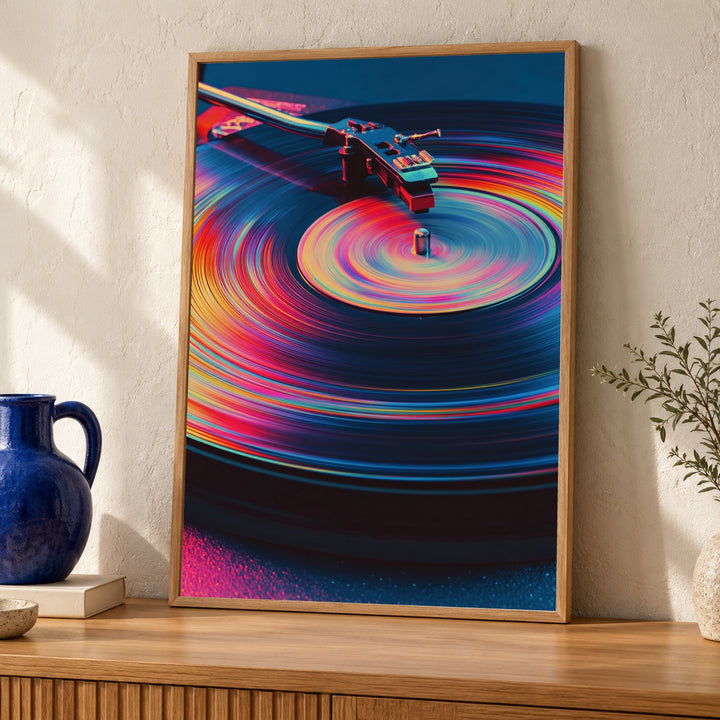 Vinyl Record Wall Art, Psychedelic Sound Print, Retro Decor