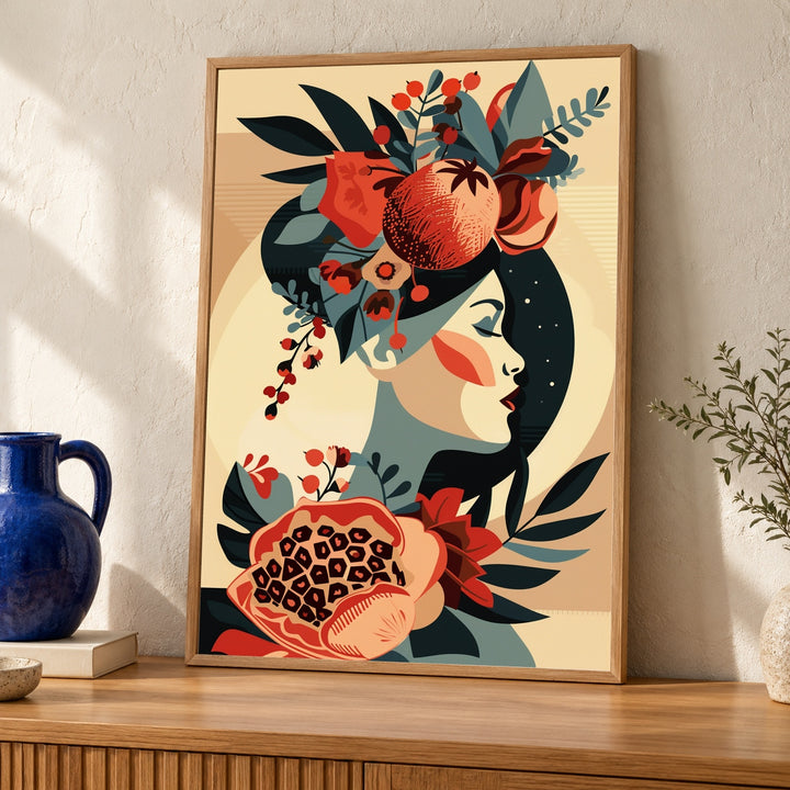Greek Mythology Art, Persephone Pomegranate Floral Print