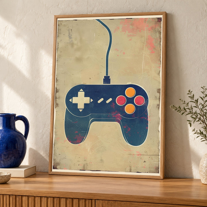 Gaming Wall Art, Retro Controller Print, Vintage Gamer Poster