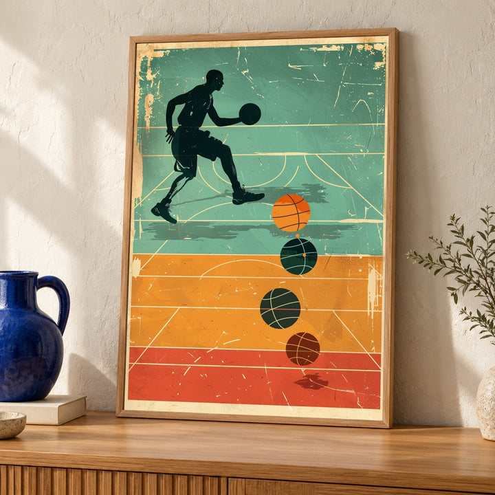 Basketball Poster, Retro Evolution Print, Vintage Timeline