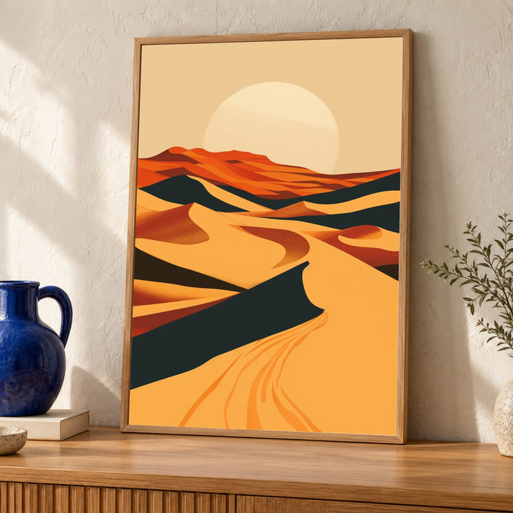 Retro Travel Poster, Death Valley Desert Dunes Print, Vintage Minimalist