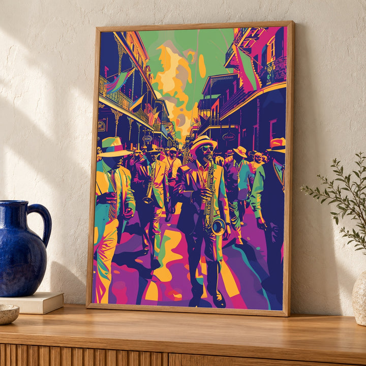 New Orleans Jazz Art, Mardi Gras Retro Poster, Vintage Parade Print