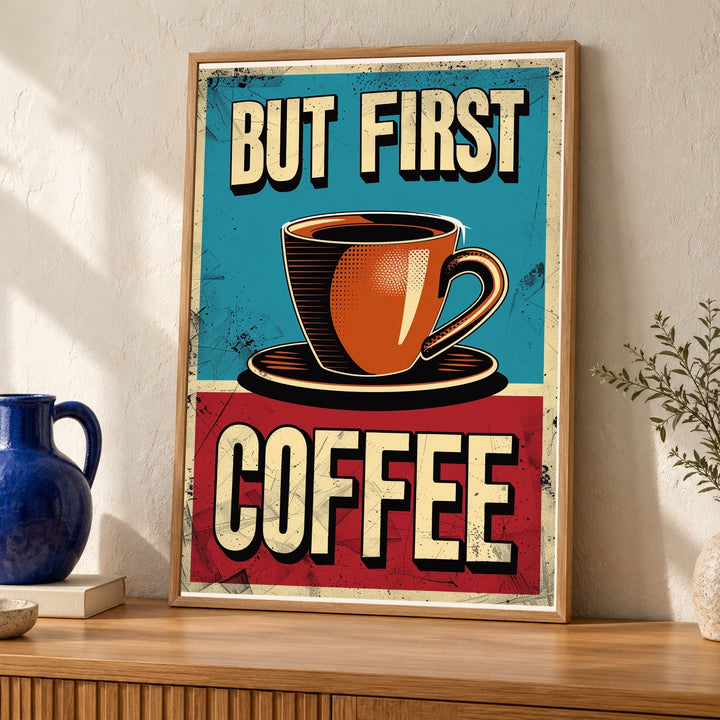 Retro Coffee Art, Pop Art Poster, Comic Halftone Print