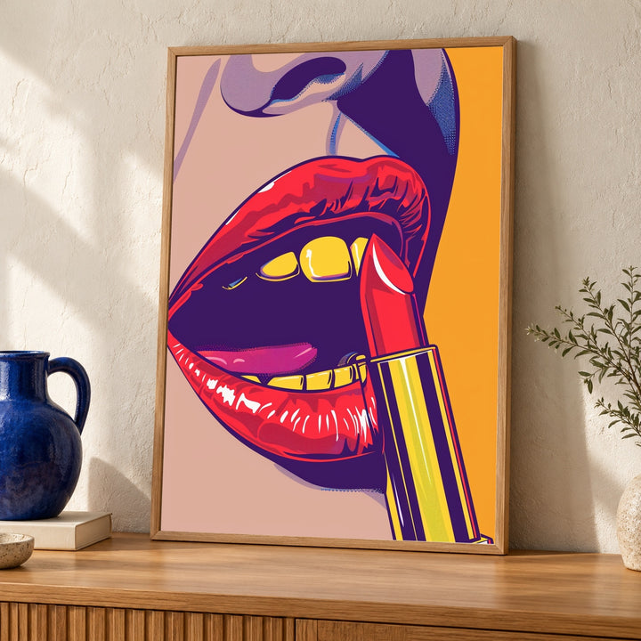 Retro Wall Art, Lipstick Pop Poster, Vintage Cosmetic Print