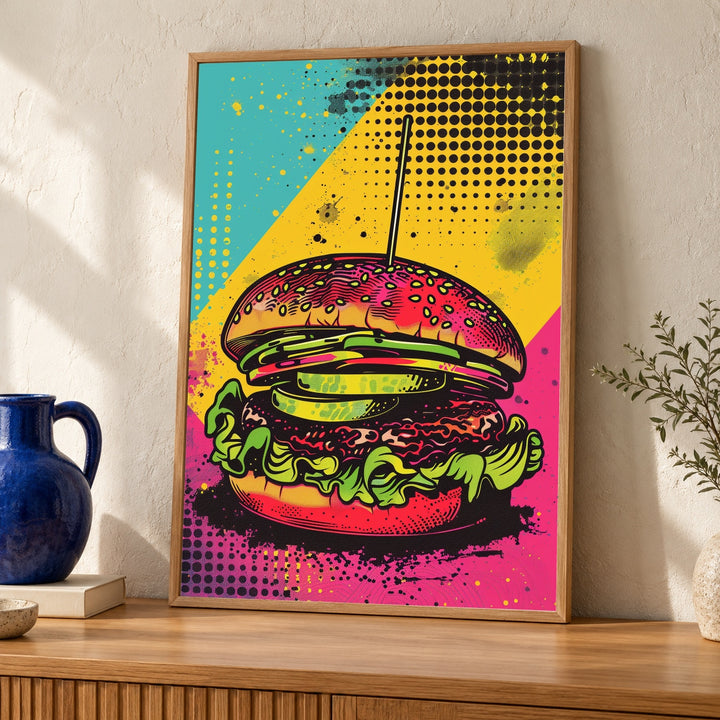Retro Burger Pop Art, Comic Style Fast Food Poster