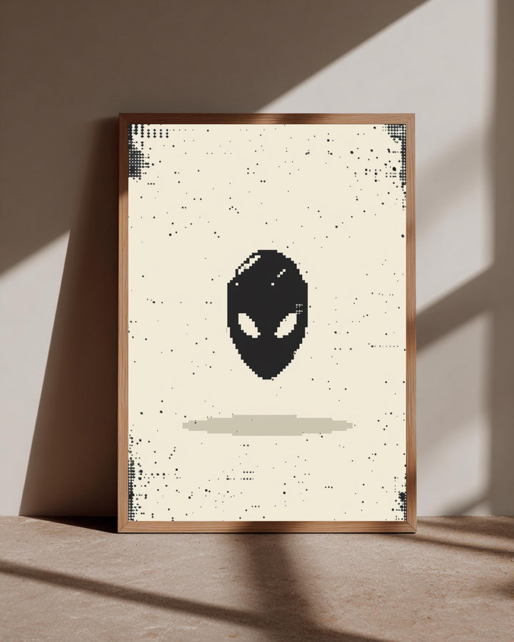 Retro Alien Wall Art, Pixel 8-Bit Sci-Fi Print