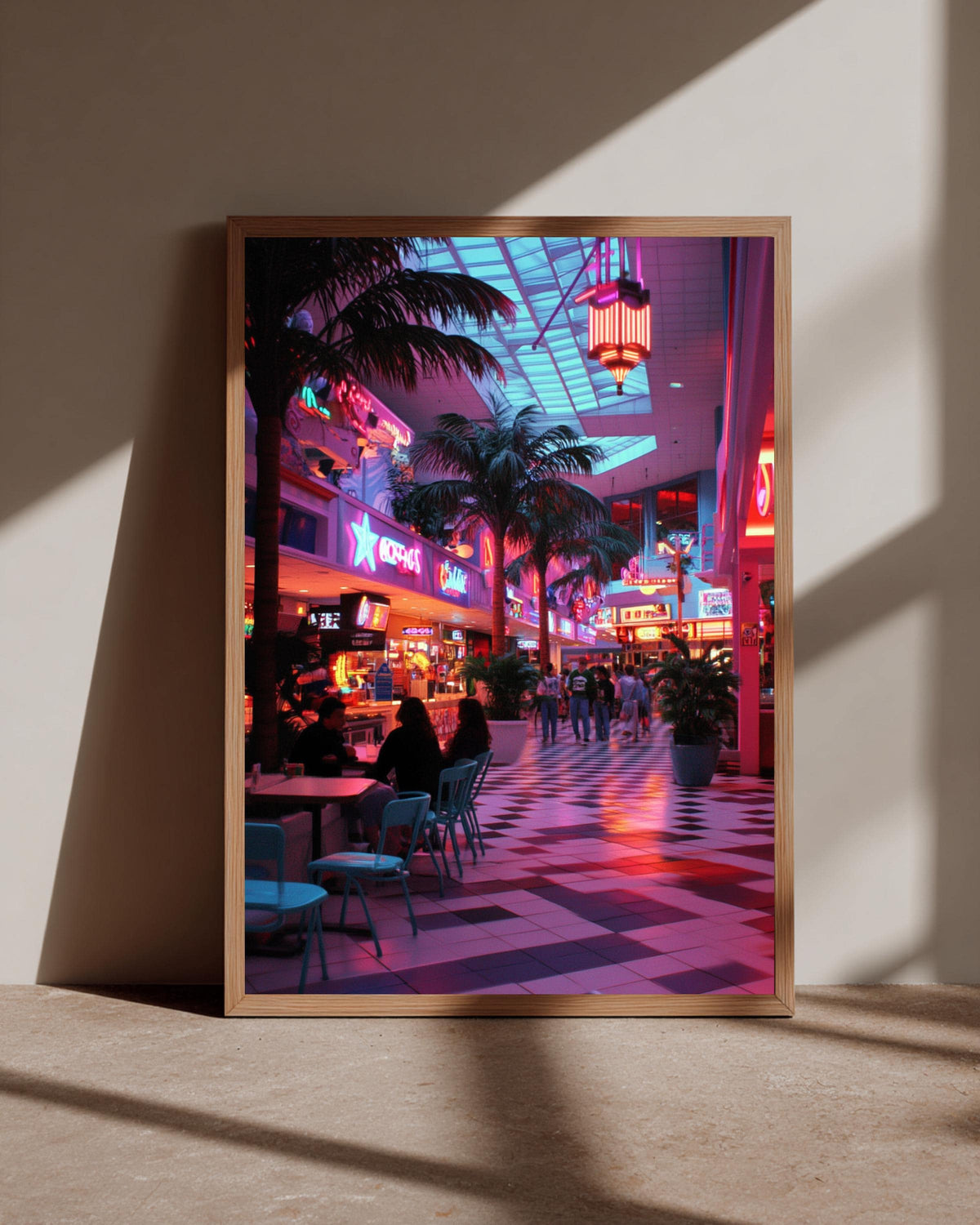 Retro Mall Art, Vaporwave Neon Print, 90s Aesthetic Poster