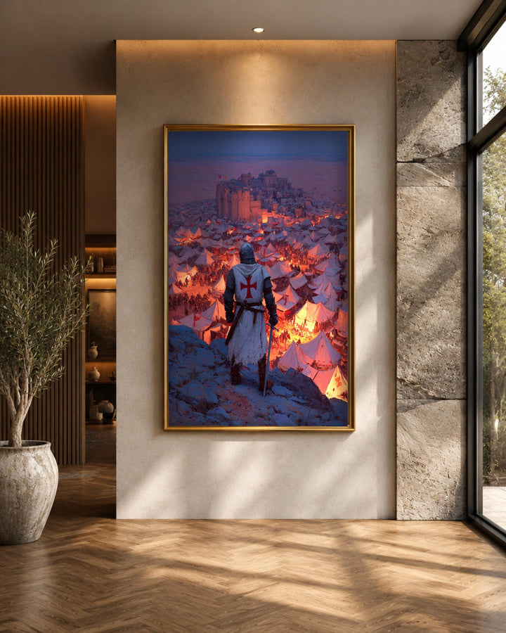 Crusader Wall Art, Knights Templar Siege Print, Christian Medieval