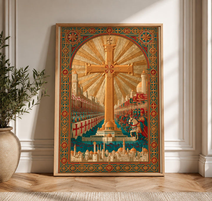 Crusader Wall Art, Holy Land Cross Print, Medieval Knights